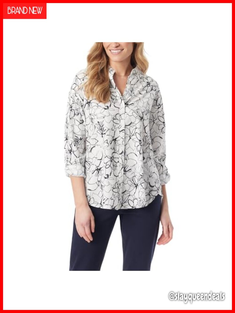 Oversized Button Down Shirt Roll Tab Long Sleeve High Low Tunic Top
